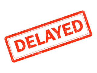 delayed red rubber stamp on white background. delayed stamp sign.  text delayed stamp.