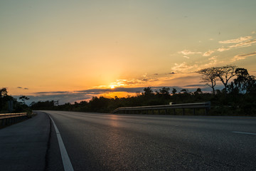 sunset in the highway