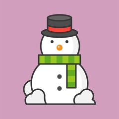 snowman, filled outline icon for Christmas theme
