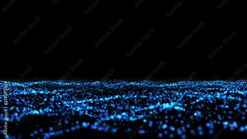 Poster blue landscape flickering moving particle graphic animation background