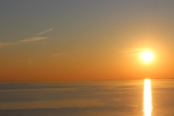 Midnight sun over the baltic sea from the ferry from tallin to helsinki
