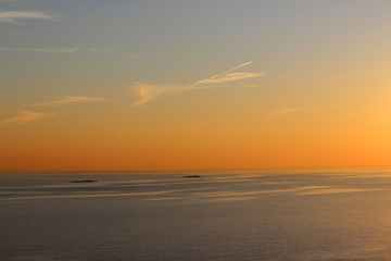 Fototapeta na wymiar Midnight sun over the baltic sea from the ferry from tallin to helsinki