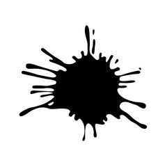 Black ink splash on a white background