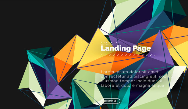 Vector 3d triangle abstract background, polygonal geometric design