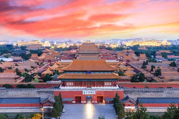 Zelfklevend Fotobehang Oude koninklijke paleizen van de Verboden Stad in Peking, China © ABCDstock