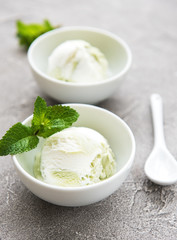 Ice cream with green mint