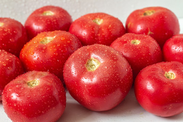 Water drops on tomatoes