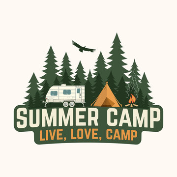 Summer camp. Vector illustration. Concept for shirt or logo, print, stamp or tee.