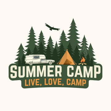 Summer camp. Vector illustration. Concept for shirt or logo, print, stamp or tee.