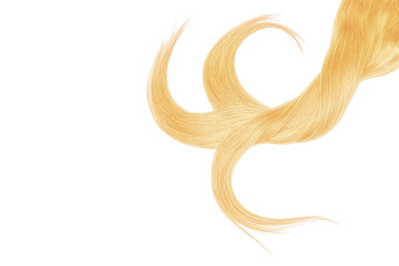 Blond natural hair on white background