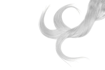 Gray natural hair on white background