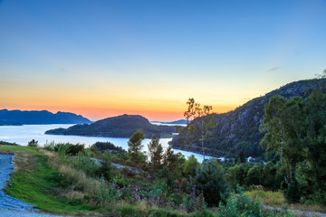 Sonnenuntergang im Lysefjord von Norwegen