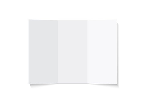 Brochure mock up. Realistic rendering blank tri-fold paper brochure.