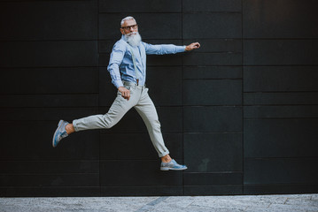 Senior hipster with stylish beard portraits