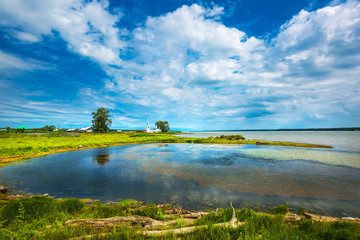Fototapeta na wymiar Rural landscape with a river. Chingisy, Novosibirsk oblast, Russia