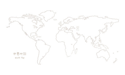 Fototapeta na wymiar 手書きの世界地図
