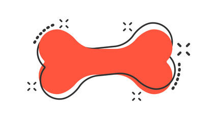 Vector cartoon dog bone toy icon in comic style. Bone sign illustration pictogram. Skeleton os business splash effect concept. - obrazy, fototapety, plakaty
