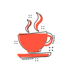 Vector cartoon coffee cup icon in comic style. Tea mug sign illustration pictogram. Coffee business splash effect concept.