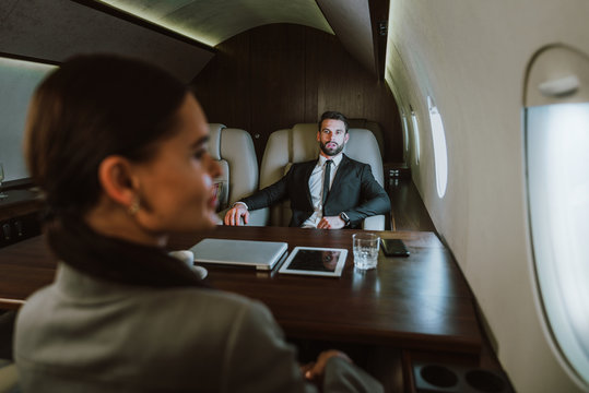 Business team on the private jet