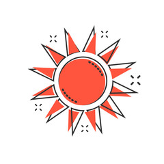 Vector cartoon sun icon in comic style. Summer sunshine concept illustration pictogram. Sun business splash effect concept.