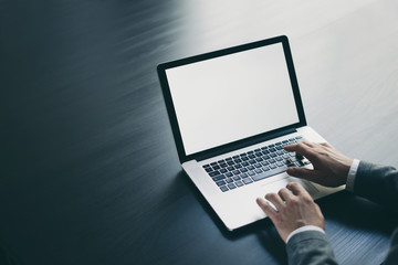 Man with laptop. Mockup of the screen