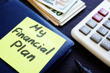 My financial plan written on a memo stick.