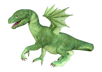 Obraz premium 3D Rendering Fantasy Hatchling Dragon na białym tle