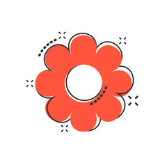 Vector cartoon chamomile flower icon in comic style. Daisy concept illustration pictogram. Camomile business splash effect concept.