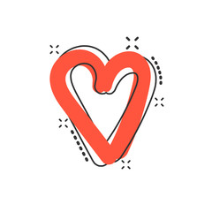 Vector cartoon hand drawn heart icon in comic style. Love sketch doodle heart illustration pictogram. Handdrawn valentine business splash effect concept.