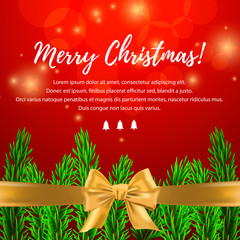 Merry Christmas greeting card in realistic style. Vector illustration.