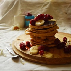 Breakfast. Pancakes with fruit