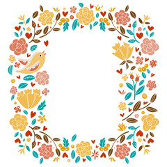 Spring, summer greeting card, frame