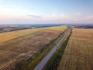 Aerial view on the road , drone point of view