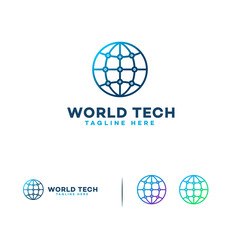 World Tech logo designs concept vector, Globe Technology logo template symbol