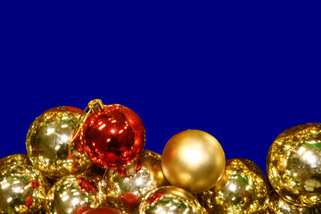 Fototapeta na wymiar Christmas Balls on Blue Background