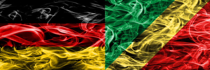 Germany vs Congo smoke flags placed side by side. German and Congo flag together