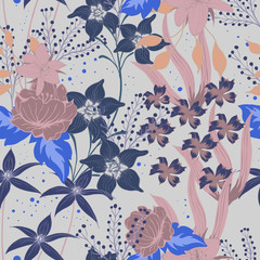 Elegance pattern with flowers and leaf.Floral vector illustration.