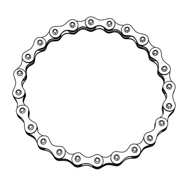Bicycle chain in the form of a circle. 3D design