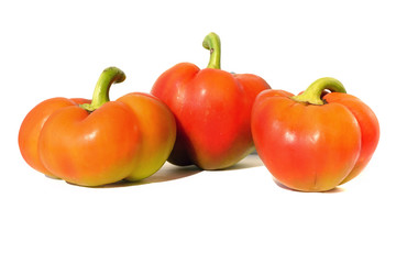 Three sweet peppers isolated on white background