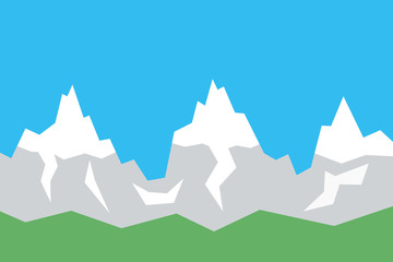 Snow and glacier is melting on the mountain. Level of snow line is going up. Seasonal thawing after the winter. Vector illustration