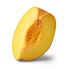 Sliced peach isolated on white