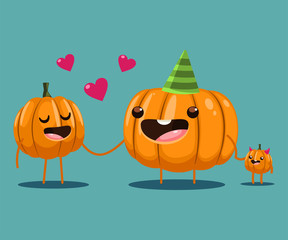 Cute family pumpkin character. Vector cartoon Halloween illustration isolated on background.