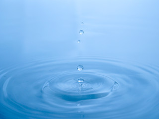 Naklejka na ściany i meble close up drop of water on blue background
