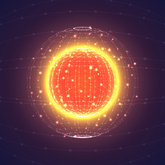 Vector interstellar space polygonal background.Cosmic galaxy illustration.Background with nebula, stardust and bright shining stars.