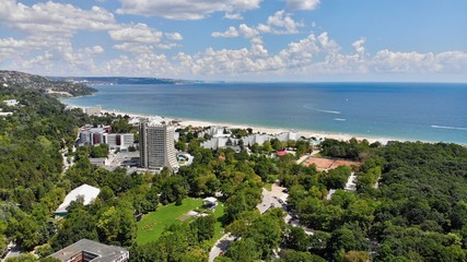 Fototapeta na wymiar Albena Black Sea resort aerial panorama view