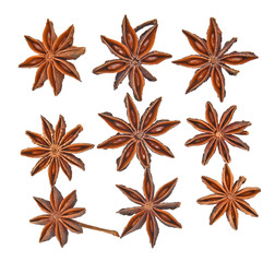 Top view of Star Anise  isolated on white background