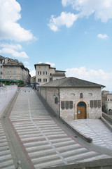 Assisi,Italy-July 28, 2018: Basilica di San Francesco d'Assisi or Papal Basilica of Saint Francis...