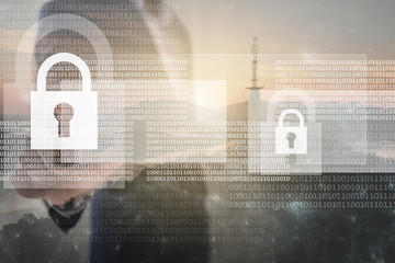 Abstract security concept mixed media in yellow