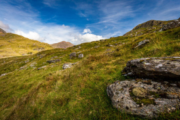 Snowdonia Hill Landscape National Park in Wales at Mount Snowdon