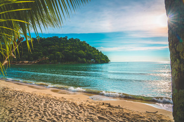 Beautiful Tropical Beach blue ocean background Summer view Sunshine at Sand and Sea Asia Beach Thailand Destinations 